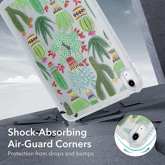 for iPad Pro 12.9 inch Case 6th/5th/4th/3rd Generation (2022/2021/2020/2018) Frosted Translucent Clear Slim Lightweight Protective Cover Soft TPU Back Shockproof Silicone Shell, Green Cactus