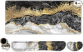 DINKY Keyboard Mouse Pad Set, Large Gaming Mousepad + Memory Foam Ergonomic Keyboard Wrist Rest Support, Easy Typing Pain Relief, 4Pcs (35.4" x 15.8") Extended Desk Mat -Black Gold Marble