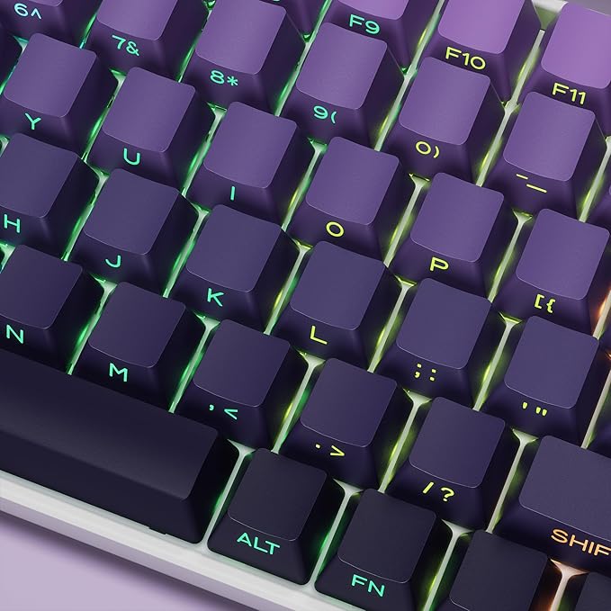 XVX Side Print Keycaps, Shine Through Double Shot PBT Keycaps, Custom Key caps 60 65 75 100 Percent, Gradient Purple 136 Keys Set, OEM Profile, Minimalist Style for Cherry Gateron MX Switches Keyboard
