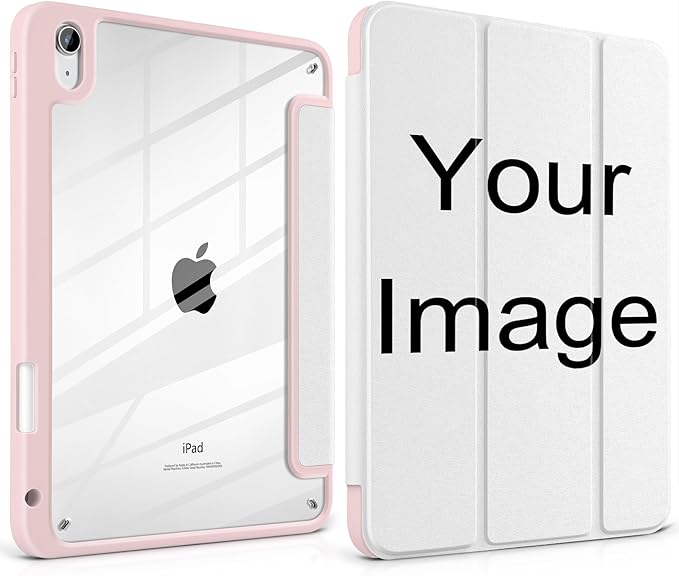Personalized Photo Case for iPad Air 11 inch M4 2026 M3 2025 M2 2024 Release with Pencil Holder Cute Patterns Trifold Cover with Clear Back Shell Magnetic Wake Sleep Design for Girls Women