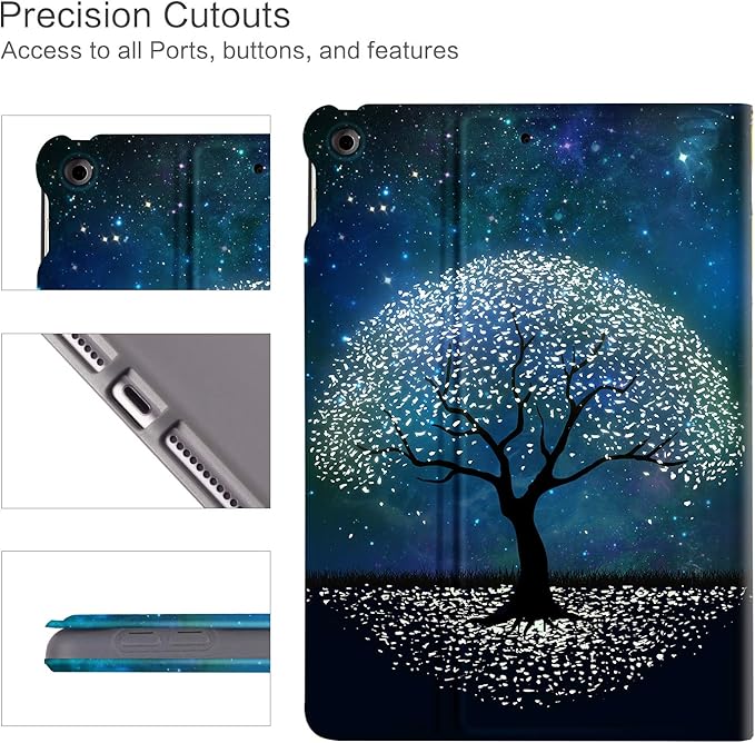 Vimorco iPad 9th/8th/7th Generation Case, iPad Case 9th Generation for iPads 10.2 Cases Auto Sleep/Wake, iPads Cover 9th Generation Multi-Angle View, Starry Sky Tree