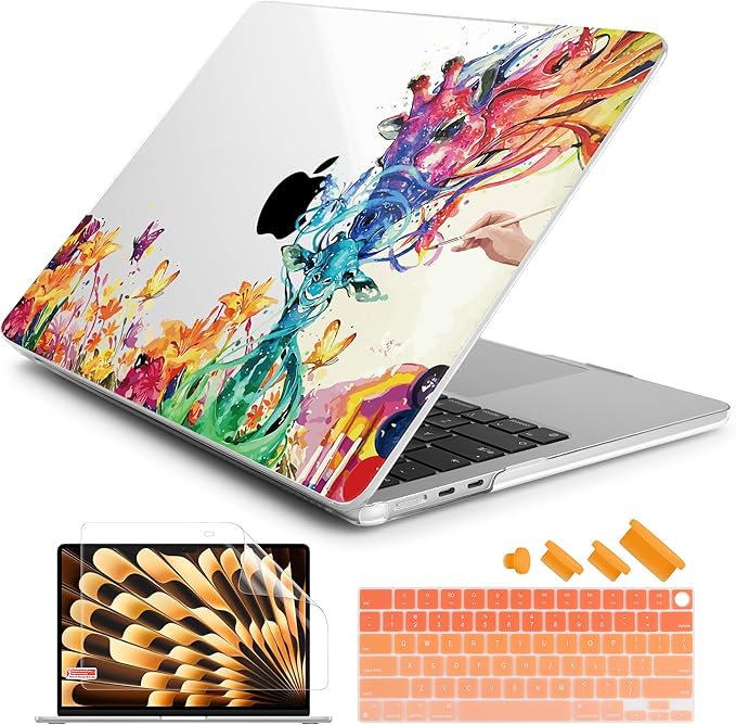 Batianda Premium Case for New MacBook Air 15 inch with M5 M4 M3 M2 Chip 2026 2025 2024 2023 Release, Designed Ultra-Slim Hardshell & Keyboard Cover & Screen Protector 4-in-1 Bundle, Colorful Deer