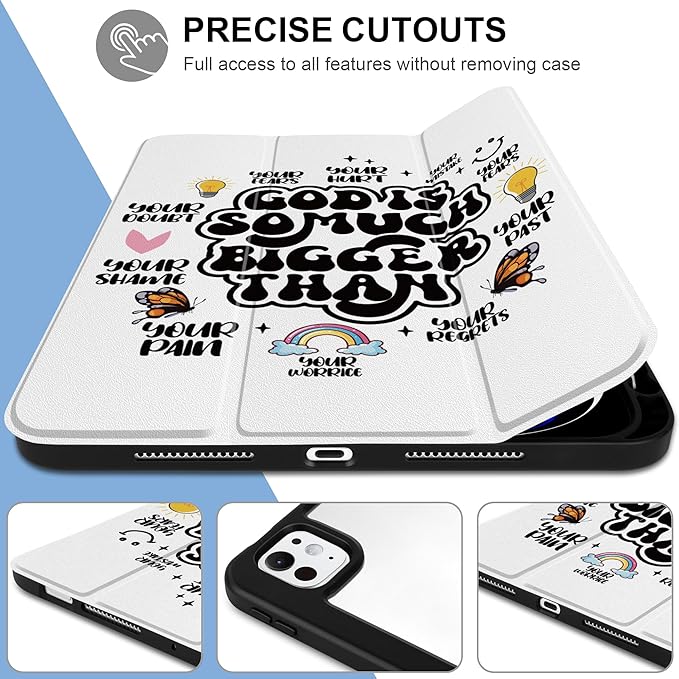 Case for iPad Pro 11 inch (M5) 2025 (M4) 2024 Release with Pencil Holder -Creative Inspiring Design Trifold Cover with Soft TPU Bumper Clear Back Auto Sleep/Wake for Students, Creative slogans