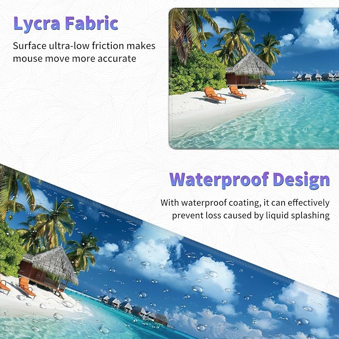 Large Mouse Pad, Desk Mat, XL Gaming Keyboard Mat, Non-Slip Rubber Base, Full Extended Mousepad for Gaming Office Home, 31.5 X 11.8 Inch, Beach Sand