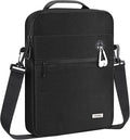 MoKo 9-11 Inch Tablet Bag, 360° Protective Carrying Case Fits iPad Air 5/4th 10.9, iPad Pro 11 inch, iPad 9/8/7th 10.2, iPad 10th Gen 10.9, with Multi-Pockets, Shoulder Strap & Earphone Port, Black