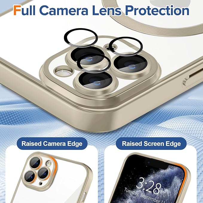 Hython Magnetic Clear for iPhone 11 Pro Case with Camera Lens Protector [Compatible with MagSafe] Luxury Plating Edge Slim Soft TPU Cover Protective Phone Case for iPhone 11 Pro 5.8", Matte Gray
