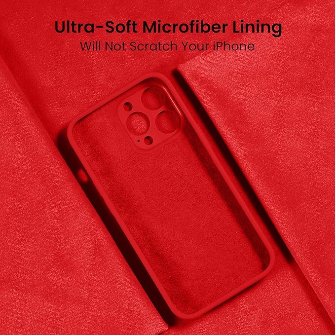 FireNova Designed for iPhone 14 Pro Case, Silicone Upgraded [Camera Protection] Phone Case, Soft Anti-Scratch Microfiber Lining Inside, 6.1 inch, Red