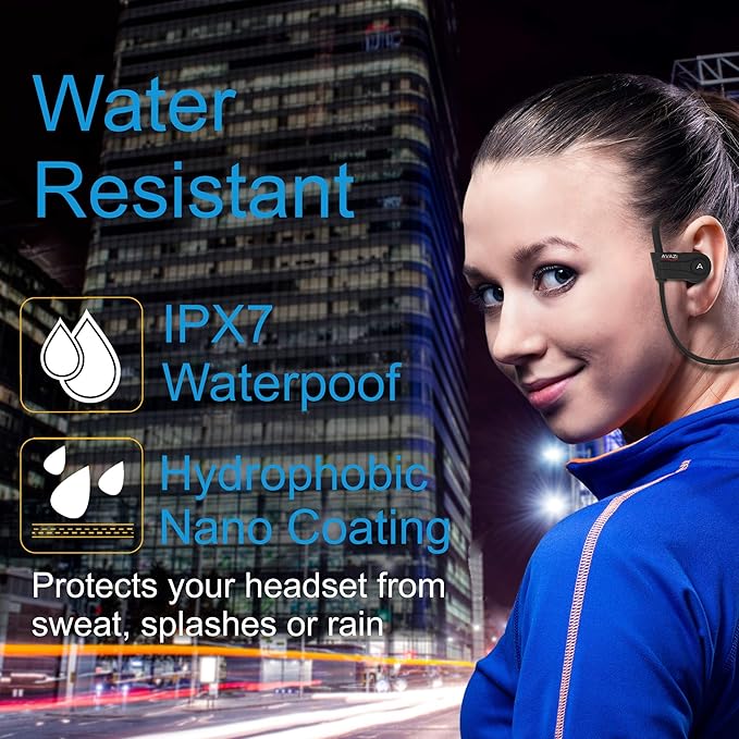 AVAZI Bluetooth 5.1 Wireless Earbuds, Sport IPX7 Waterproof Earphones, Richer Bass HiFi Stereo in-Ear Earphones, Gaming Mode, 12 hrs, Running Bluetooth Headphones W/CVC6.0 Noise Cancelling Mic