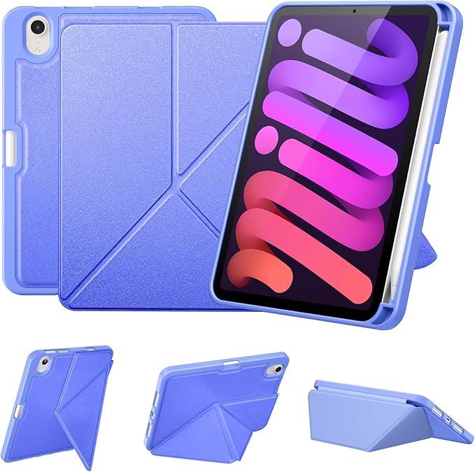 DTTO Case for iPad mini 7 (A17 Pro) 2024 / iPad mini 6 2021 8.3 inch with Pencil Holder, Multi-Angle Magnetic Standing Cover for iPad mini 7th/6th Generation [Auto Wake/Sleep], Bluish Violet