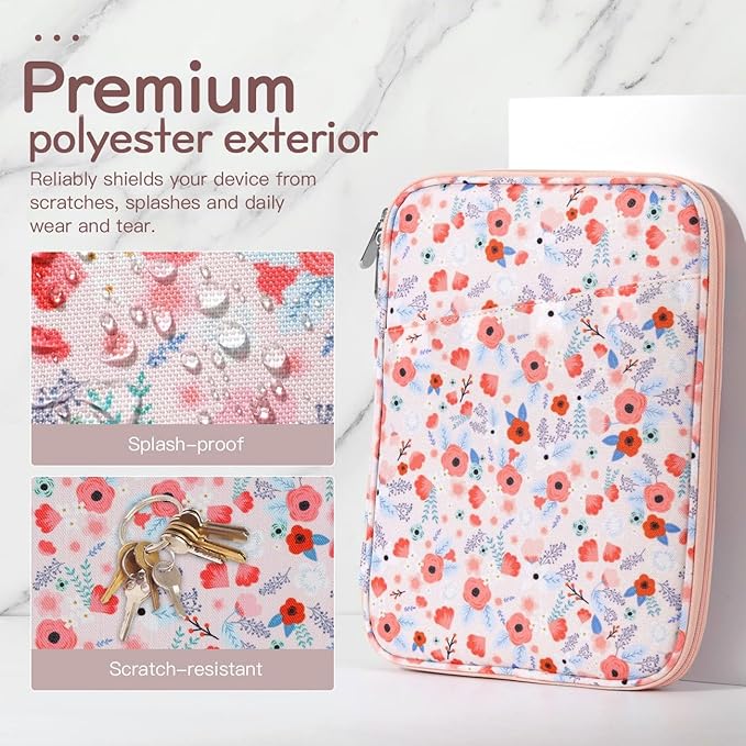 Dadanism 9-11" Tablet Sleeve Bag Carrying Case for iPad (A16) 11th Gen 11", iPad 10th Gen 10.9" Air 5/4, iPad Air M4/Pro 11", iPad 9/8/7th, Galaxy Tab A11+ Plus 11", Remarkable 2 10.3", Spring Pink