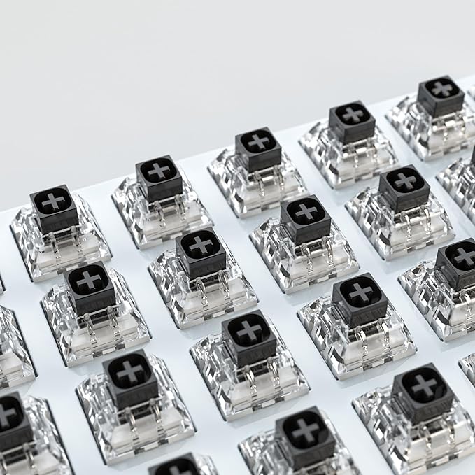 Kailh Box Black Switches for Mechanical Keyboard,3-Pin 60gf Linear/Factory Lubed/Dust&Waterproof Switches(Kailh Box Black,72Pcs)