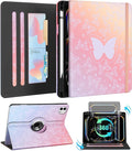 Kidcube for iPad Pro 11 Inch Case M4 2024 5th Generation - Women Girls Kid Cute Rotating Stand Folio Cover with Pencil Holder & Card Slot Kawaii Butterfly Design for iPad Pro 11'' Case 2024 M4 5th Gen