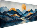 Abstract Mountains Desk Mat Golden Blue Vintage Golden Sun XL Mouse Pad Large Mousepad Extended Laptop Keyboard Mat Gaming Desk Pad Mouse Mat 31.5"x11.8" Office Computer Keyboard Laptop Home