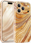 GVIEWIN for iPhone 17 Pro Case Compatible with MagSafe, [Full Camera Protection][Military-Grade Protection] Shockproof Protective Slim Magnetic Marble Phone Case for 17 Pro 6.3", Amber/Orange