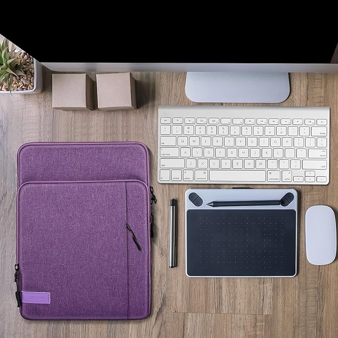 MoKo 9-11 Inch Tablet Sleeve Bag Carrying Case with Storage Pockets Fits New 11-inch iPad Air M4 2026/iPad Pro M5, iPad Pro/A16 11, iPad Air 5/4th 10.9, iPad 9/8th 10.2, Tab S8/S9 11, Purple