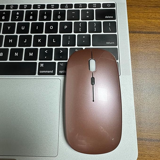 PEIBO Wireless Bluetooth Mouse, 7-Color LED, Built-in Battery, Ergonomic Design, Compatible with iPad, MacBook, Windows Laptops - Rose Gold