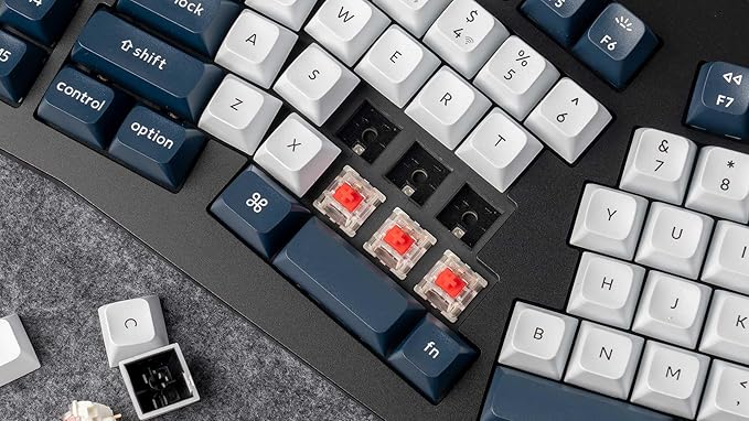Keychron Q13 Max Alice Layout QMK Wireless Custom Ergonomic Mechanical Keyboard with 3-Mode BT5.2/2.4GHz/USB-C, Hot Swappable PBT Keycaps, RGB Backlight, Red Switch & Knob for MacOS & Windows, Q13M-M1