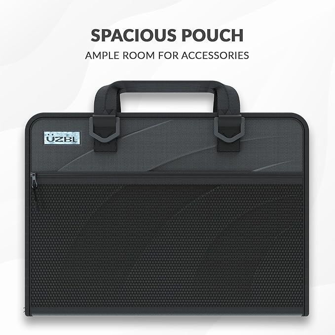 UZBL 13-14 Inch Zip Lite Always-on Chromebook Protective Hard Case with Accessory Pouch & Shoulder Strap