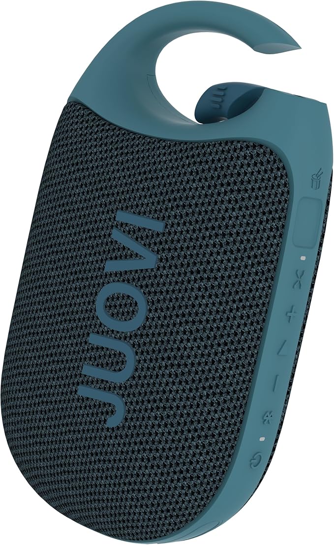 JUOVI Clip Wireless Portable Bluetooth Speaker, 24H Playtime Mini Shower Speaker IP68 Waterproof & Dustproof HD Sound Integrated Carabiner, for Home Outdoor and Travel