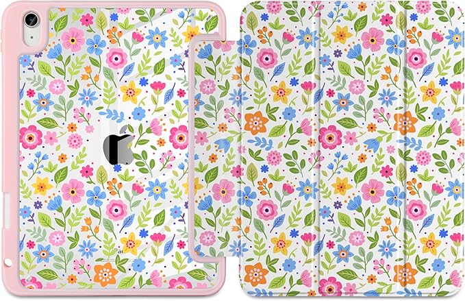 Case for iPad Air 13 inch 2026 M4 2025 M3 2024 M2 Release Slim Lightweight Shockproof Cute Printed Cover with Clear Back TPU Edge Pencil Holder Trifold Stand Auto Wake Sleep, Ditsy Floral