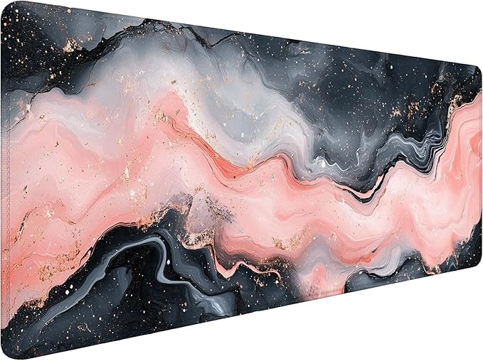 Marble Desk Pad Mouse Pad Abstract Fluid Pink and Black XL Mouse Pad Large Mousepad Extended Laptop Keyboard Mat Gaming Desk Pad Mouse Mat 31.5"x11.8" Office Computer Keyboard Laptop Home