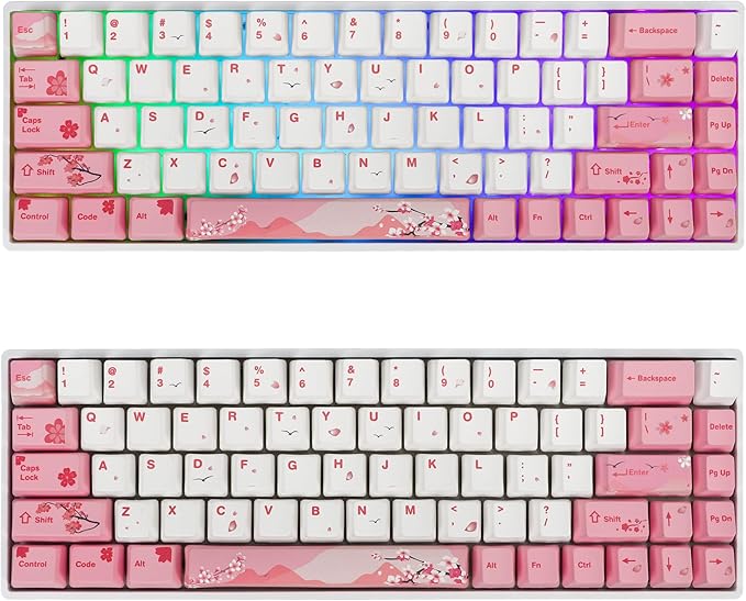 GTSP 104 Pink Keycaps Cute Japanese Custom Gaming keycap Set of Dye-Sub OEM Profile for Cherry Mx Gateron Kailh Switch 87/104 60% Mechanical Keyboard (Pink)