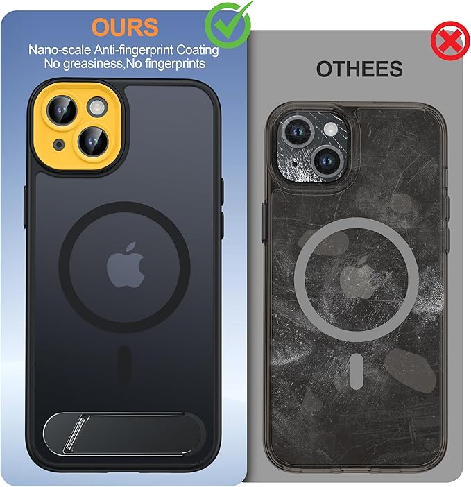 Magnetic Compatible with iPhone 15 Plus Case, [Built-in Kickstand][Full Camera Protection][Compatible with MagSafe][Anti-Fingerprint] Shockproof Phone Case for iPhone 15 Plus 6.7"