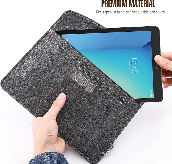 MoKo 9-11 Inch Felt Tablet Sleeve Bag Carrying Case Fits with New 11-inch iPad Air M2, New 11-inch iPad Pro M4, iPad 10th Gen 10.9, iPad 9/8/7th 10.2, iPad Air 5/4th 10.9, iPad 9.7 - Dark Gray