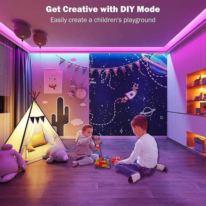 Leeleberd 65.6 ft Led Lights for Bedroom, Bluetooth Smart APP Control 5050 RGB Color Changing Led Strip Lights with Remote Control and Power Adapter Led Lights for Room Kitchen Party Home Decoration