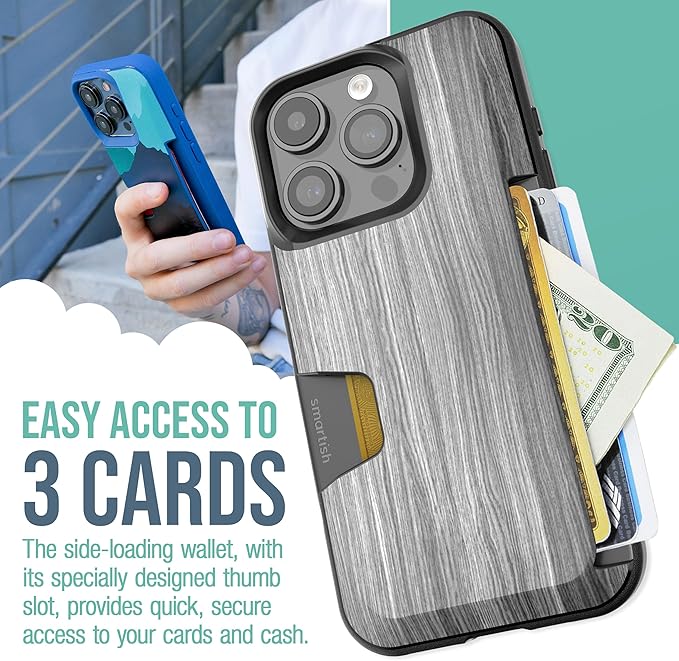 Smartish® iPhone 15 Wallet Case - Wallet Slayer Vol. 1 [Slim + Protective] Credit Card Holder - Drop Tested Hidden Credit Card Slot Cover for Apple iPhone 15 - Graspin' Aspen
