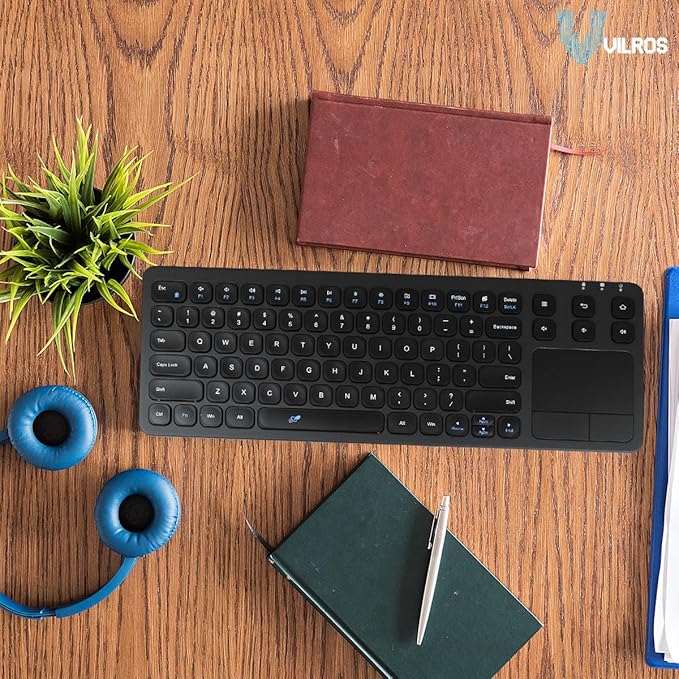 Vilros 2.4G Wireless & Wired Touch Keyboard with Built-in Touchpad- USB Wired + 2.4G Wireless Keyboard Compatible with Raspberry Pi