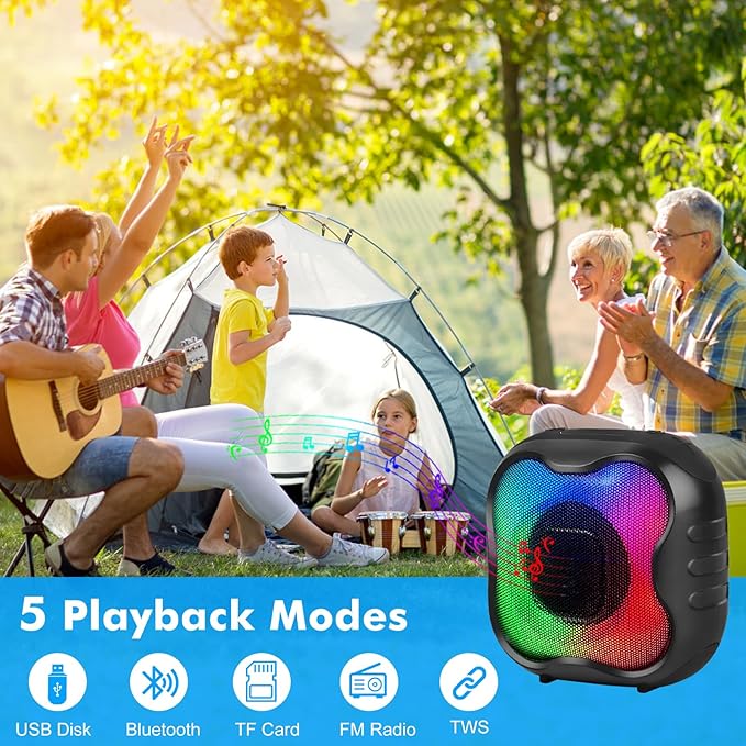 Shower Bluetooth Speaker, IPX6 Waterproof Portable Speaker with Loud HD Sound RGB Lights for Home, Beaches Portable Wireless Outdoor Speakers