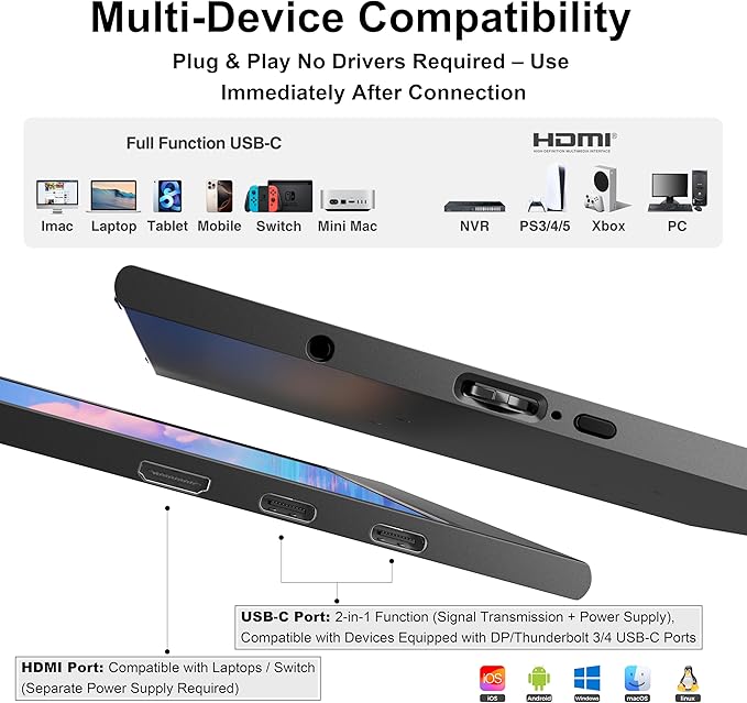 UFYQL 4K Portable Monitor 15.6 Inch, USB-C Laptop Screen with Metal Body & Magnetic Smart Cover, UHD IPS Second Display for MacBook PC, VESA Mountable Travel Monitor