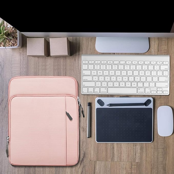 MoKo 9-11 Inch Tablet Sleeve Bag Carrying Case with Storage Pockets Fits New 11-inch iPad Air M4 2026/iPad Pro M5, iPad Pro/A16 11, iPad Air 5/4th 10.9, iPad 9/8th 10.2, Tab S8/S9 11, Pink