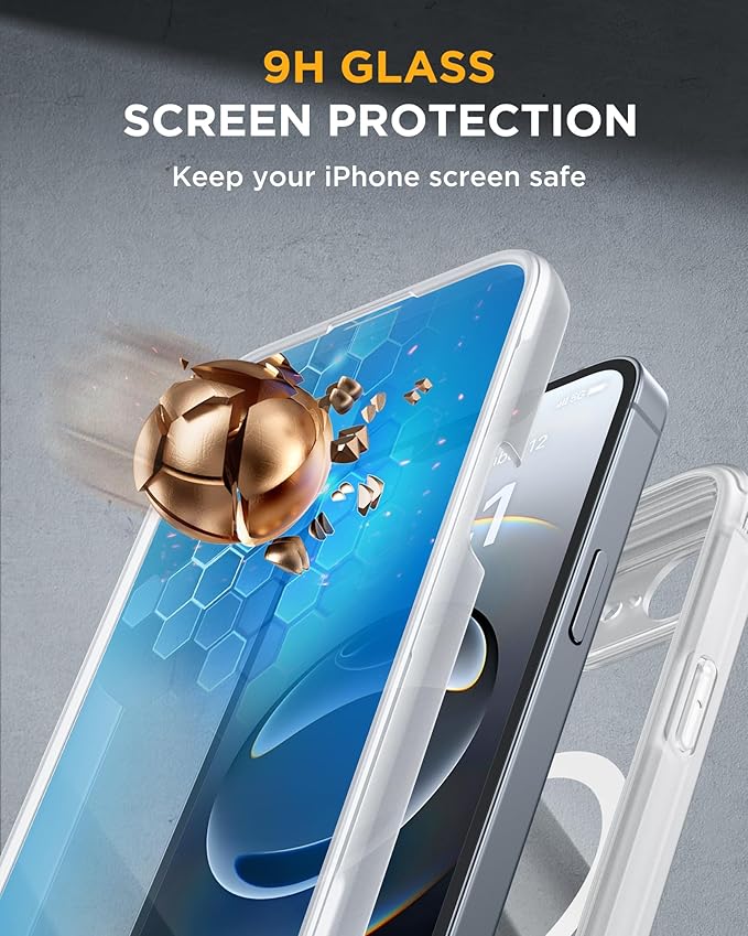 Miracase for iPhone 17e Case & iPhone 16e Case, Full-Body Phone with Built-in Glass Screen Protector, [Magnetic with MagSafe] Military Drop Proof 17 E/ 16 E Cover Bumper 6.1 inch, Matte Clear