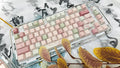 Peach Blossom Keycaps Side Print Custom Cherry Profile PBT Shine Through Keycaps Pink Green 128 Keys for Mechanical Keyboards 60% 65% 75% Backlit Key Caps