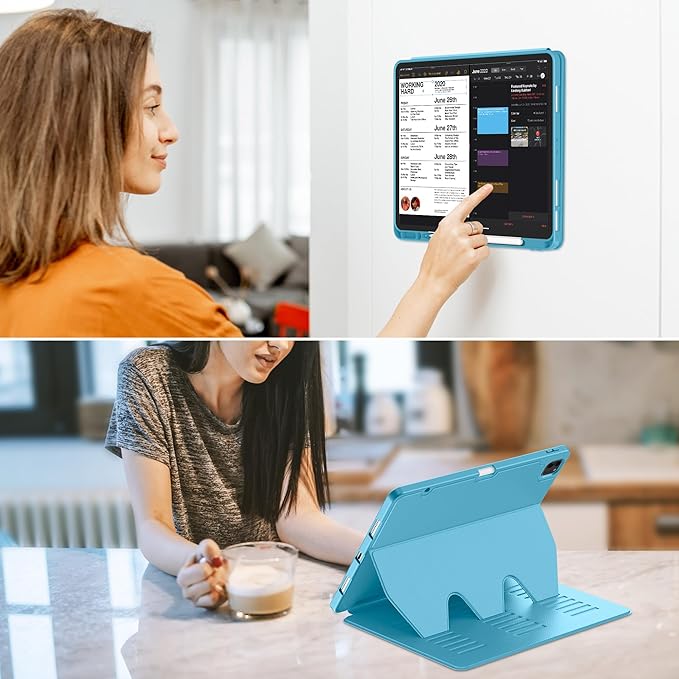 VIKESI Case for iPad Pro 12.9 6th / 5th / 4th / 3rd Generation Case 2022/2021/2020/2018,Multiple Angles Magnetic Stand Cover,Shockproof Soft Back,Pencil Holder,and Auto Sleep/Wake,Sky Blue