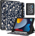 Uppuppy for iPad 9th/8th/7th Generation Case 10.2'' - for Women Girls Cute Embroidered Folio Stand Cover with Pencil Holder & Card Slot Girly Kawaii Flowers Design Aesthetic Cases for iPad 7th/8th/9th