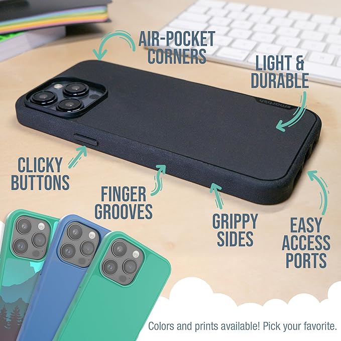 Smartish® iPhone 15 Pro Max Magnetic Case - Gripmunk Compatible with MagSafe [Lightweight + Protective] Slim/Thin Grip Cover with Microfiber Lining for Apple iPhone 15 Pro Max - Moving Mountains