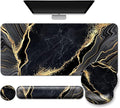 Mouse Pad + Desk Mat + Keyboard Wrist Rest + Coaster 4 in 1 Set, Cute Ergonomic Large Gaming Mousepad with Wrist Rest Support Desk Pad for Computer Laptop Office Home Decor-Marble 2