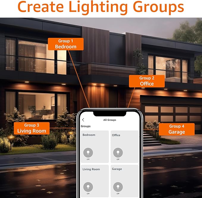 Amazon Basics Smart BR30 LED Light Bulbs, Color Changing, 9W (60W Equivalent), 800LM, Energy Efficient, Voice Control, Works with Alexa Only, 2.4 GHz Wi-Fi, No Hub Required, 8-Pack