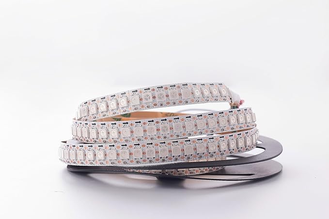 WS2812B LED Strip Individually Addressable Light 144Pixels/m SMD 5050 RGB Pixel Strip DC5V, 3.2FT 144LED IP30, White PCB LED Strip with WS2812B Controller (USB)