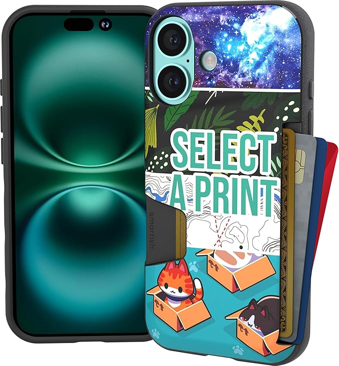 Smartish® iPhone 16 Wallet Case - Wallet Slayer Vol. 1 [Slim + Protective] Credit Card Holder - Drop Tested Hidden Credit Card Slot Cover for Apple iPhone 16 - Custom Prints