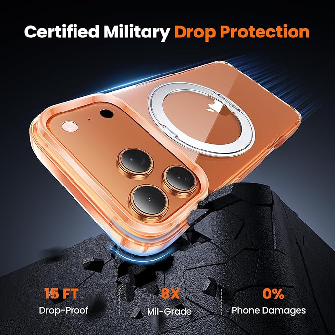 toushion 3 in 1 for iPhone 17 Pro Case Stand |Build in Kickstand,Screen Protector *1 & Camera Lens Protector*1, Not Yellowing, Fits MagSafe, Military-Grade Protection