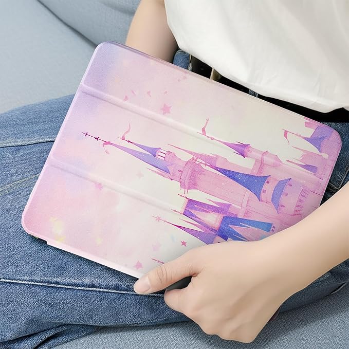 MrARTIST for iPad Air 11 Inch Case M3/M2 - Air 5th/4th Generation 10.9" Cute Women Girls Girly Kawaii Aesthetic Kawaii Design for Apple Air Tablet Cover with Pencil Holder, Castle