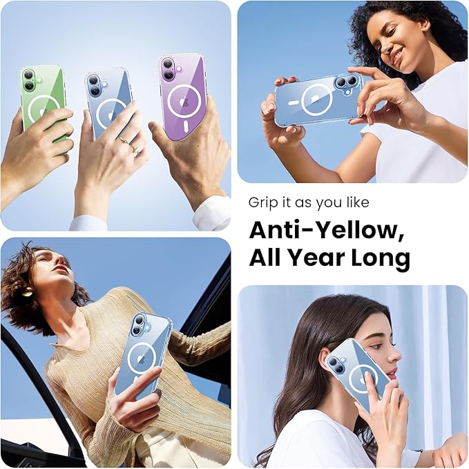 Anti-Yellowing Strong Magnetic for iPhone 17 Case [Compatible with MagSafe] [12FT Military Grade Drop] Slim Thin iPhone Cover 6.3 Inch, Clear