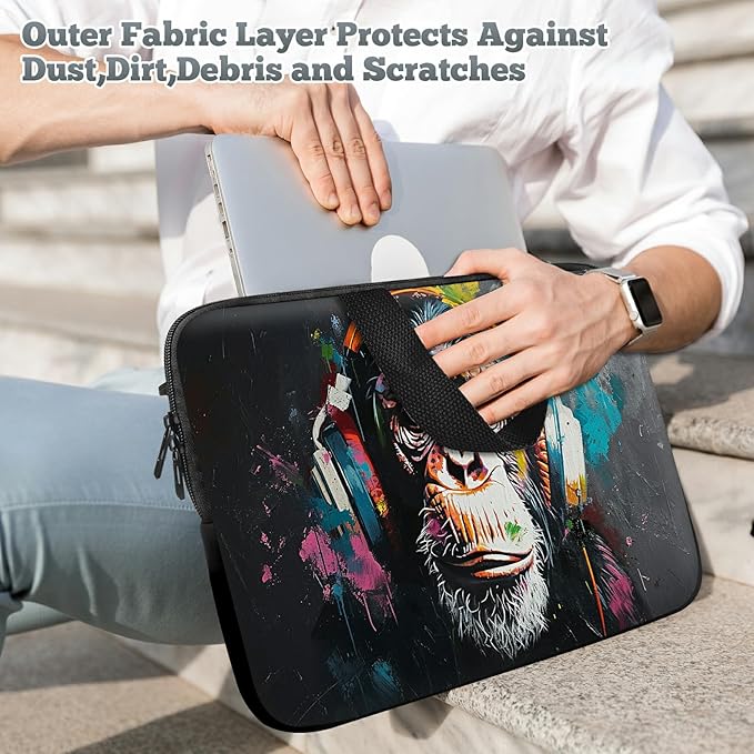 Laptop Sleeve Case Bag 15 inch, Music Monkey Slim Carrying Case Durable Handbag Travel Laptop Bag for 15 inch MacBook Air M3/M2/15 Pro/Surface Laptop 7/6/5/4/3/ Dell XPS 15 Plus