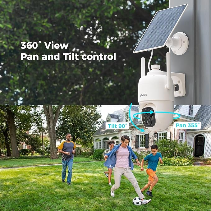 Vicohome CQ1 AI 2K Solar Security Camera Wireless Outdoor, Battery Powered,Two Way Audio,Motion Detection, 360° View,Easy to Setup,Color Night Vision,Audible Flashlight Siren,180 Days Exchange Policy