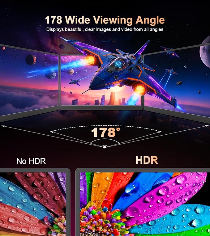4K Portable Monitor - 15.6" UHD 3840 * 2400 16:10 450 Nits 135% sRGB IPS Screen with 2 USB-C & HDMI Ports for Laptop/Mac/PC/PS5/Xbox with Speakers Stand,VESA Compatible(Metallic Black)