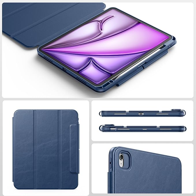 SPARIN Case for iPad Air 13 Inch M4 2026/M3 2025/M2 2024 ((8th/7th/6th Generation), Removable Magnetic Cover with Apple Pencil Holder, Portrait and Landscape Stand, Auto Wake/Sleep -Navy Blue